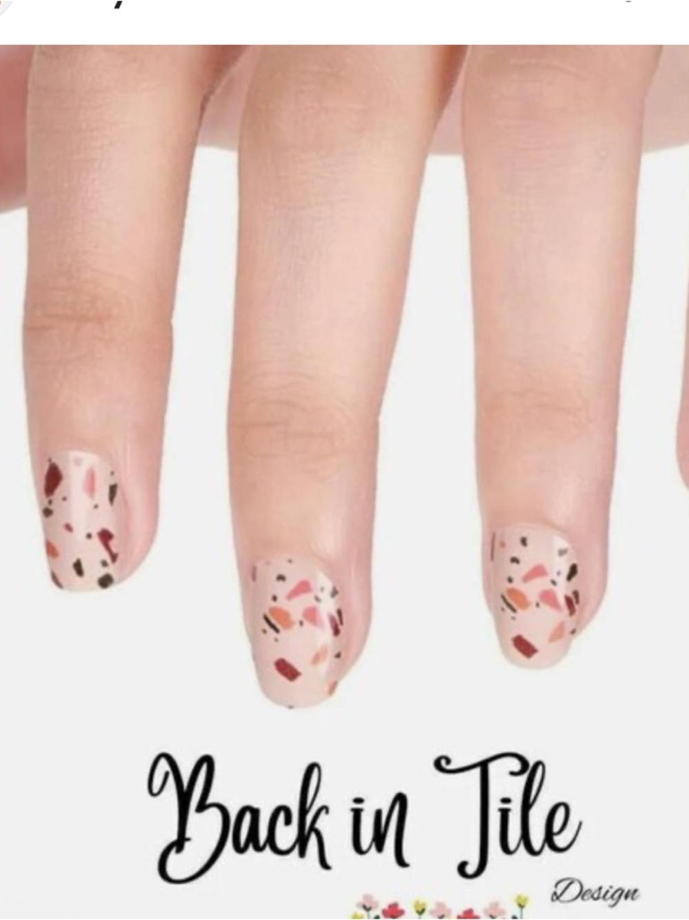 Color Street Back In Tile Nail Strips- Beige W. Multicolor Glitter fDC298. NIP